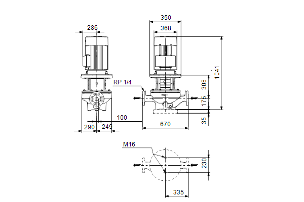 Grundfos TP 100-370/4 A-F-A-BQQE-PX3 maatschets