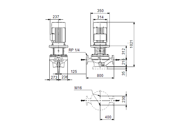Grundfos TP 125-190/4 A-F-A-BQQE-NX3 maatschets