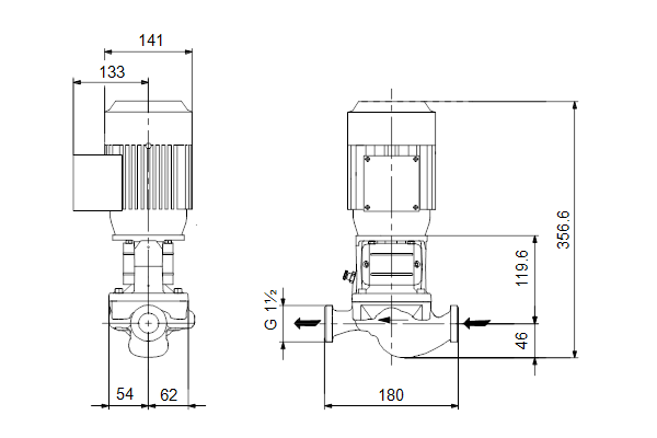 Grundfos TP 25-80/2 A-O-I-BQQE-BX1 maatschets
