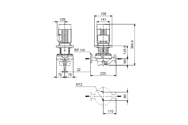 Grundfos TP 32-120/2 A-F-Z-BQQE-DX1 maatschets