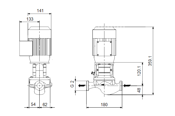 Grundfos TP 32-80/2 A-O-I-BQQE-CX1 maatschets