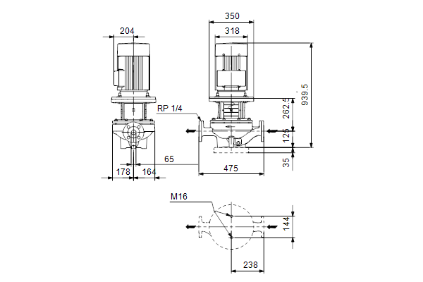 Grundfos TP 65-720/2 A-F-A-BQQE-QX1 maatschets