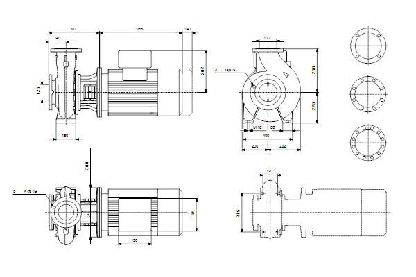 Grundfos NB 100-250/260 EUP AF2ABQQE maatschets
