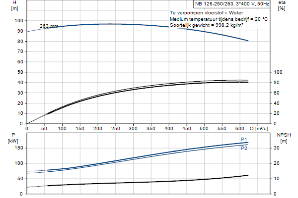 Grundfos NB 125-250/263 AF2ABQQE pompcurve