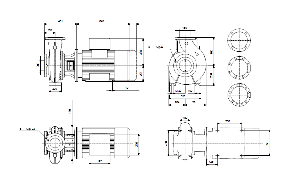 Grundfos NB 150-315/275 AF1ABQQE maatschets