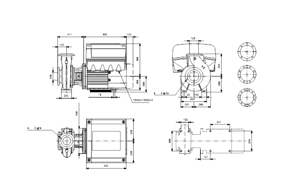 Grundfos NBE 125-315/275 ASF2ABQQE maatschets