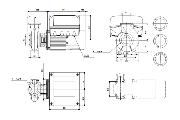 Grundfos NBE 32-160.1/139 AF2ABQQE maatschets