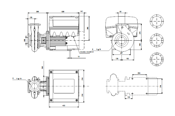 Grundfos NBE 80-160/161 AF2ABQQE maatschets