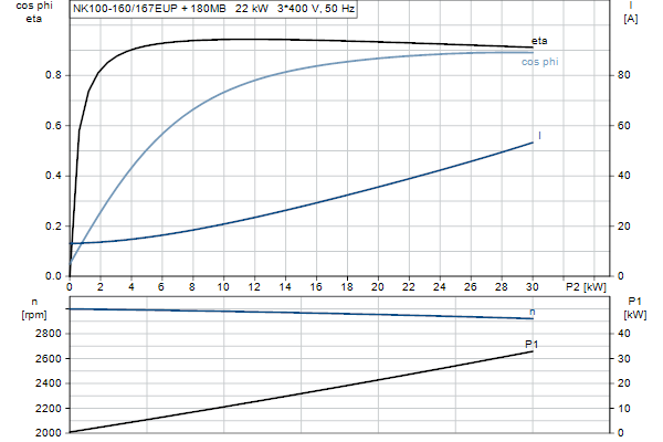 Grundfos NK 100-160/167 EUP A2F2AE-SBQQE motorcurve