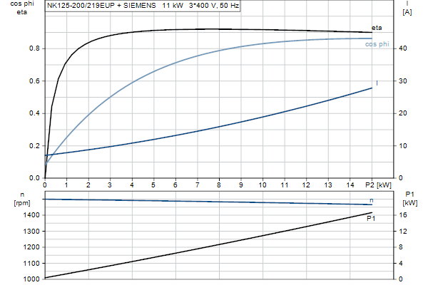 Grundfos NK 125-200/219 EUP A2F2AE-SBQQE motorcurve