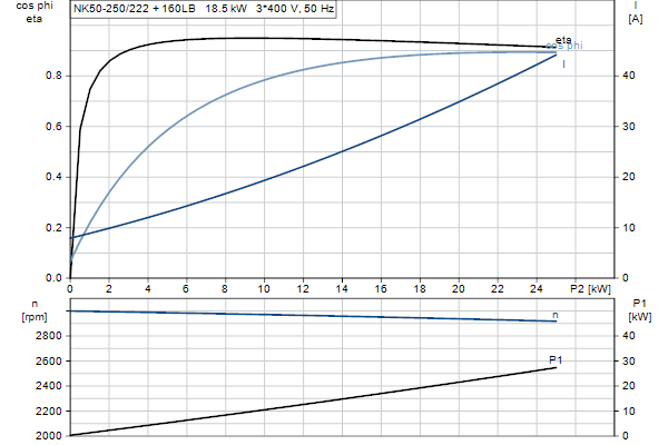 Grundfos NK 50-250/222 A2F2AE-SBQQE motorcurve