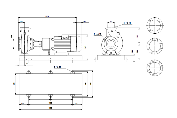 Grundfos NK 80-400/419 A2F2AE-SBQQE maatschets