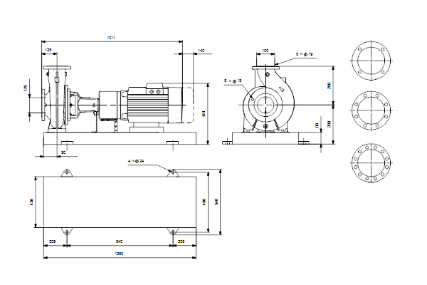 Grundfos NKE 100-160/169 EUP A2F2AE-SBQQE maatschets