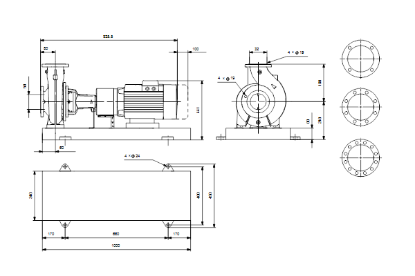 Grundfos NKE 32-200.1/172 S2A2F2AE-SBQQE maatschets