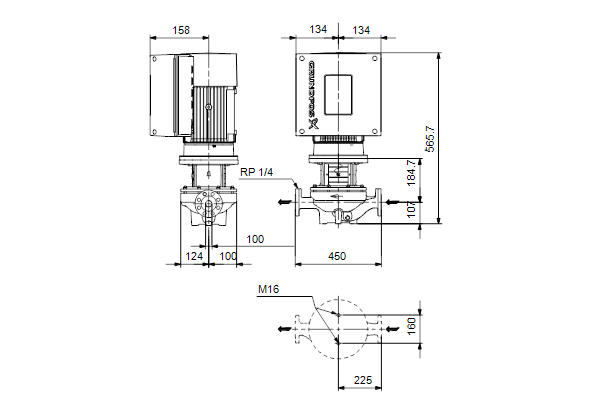 Grundfos TPE 100-120/2 A-F-A-BQQE-IDB maatschets