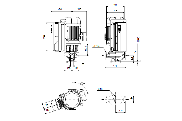 Grundfos TPE 65-930/2 SC-A-F-A-BQQE-RX1 maatschets