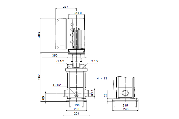 Grundfos CRIE 10-17 A-P-A-E-HQQE maatschets